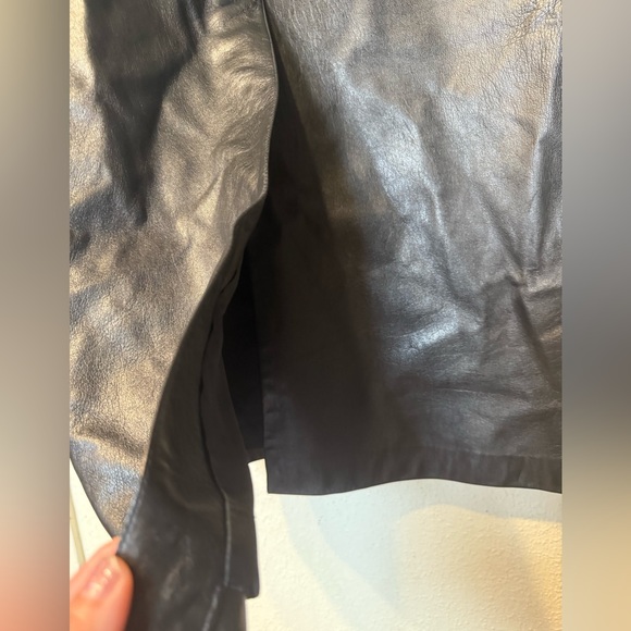 Ellen Tracy Black A-Line Maxi Skirt Cocktail 100% Leather - Picture 4 of 13